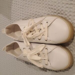 Zara White Leather Low Top Sneakers Size 39 (#7)